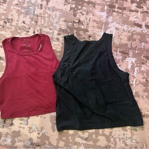 Women's Sleeveless Crop Dark Green and Pink